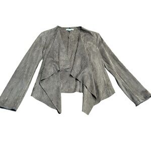 She + Sky Women’s Grey Faux Suede Open Front Jacket Size Small